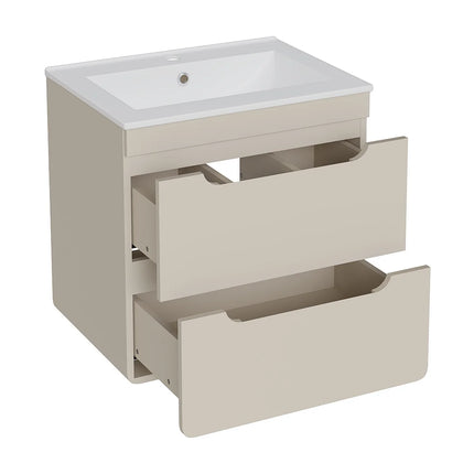 Meuble de salle de bain suspendu avec vasque à encastrer - Beige - 60 cm - ARUBA