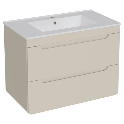 Meuble de salle de bain suspendu stratifié avec vasque à encastrer - Beige - 80 cm - ARUBA