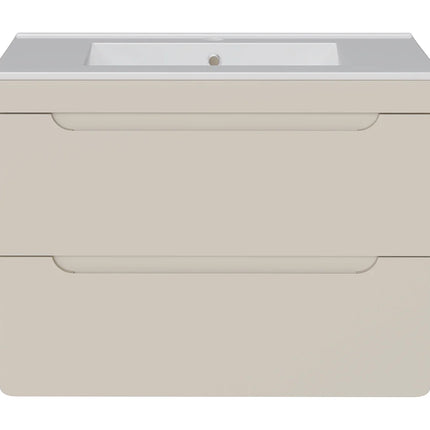 Meuble de salle de bain suspendu stratifié avec vasque à encastrer - Beige - 80 cm - ARUBA