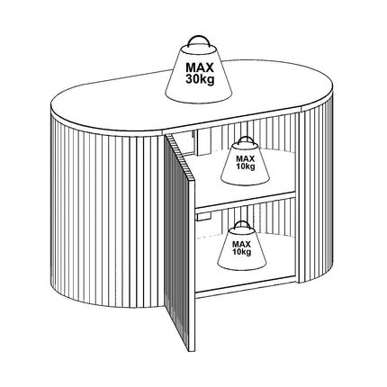 Meuble sous vasque suspendu rainuré avec porte push to open - naturel clair - 90 cm - TOWARI