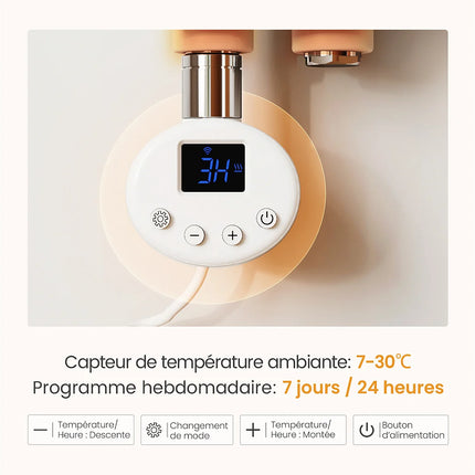 Radiateur sèche-serviettes électrique connecté blanc mat - 76,2 cm - EMKE