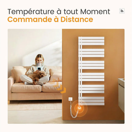 Radiateur sèche-serviettes électrique connecté blanc mat - 76,2 cm - EMKE