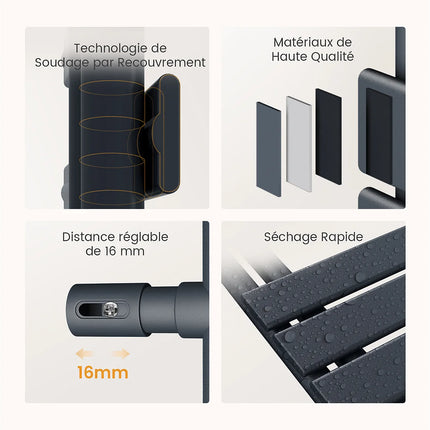 Radiateur sèche-serviettes électrique gris anthracite connecté WiFi - 159,9 cm - EMKE