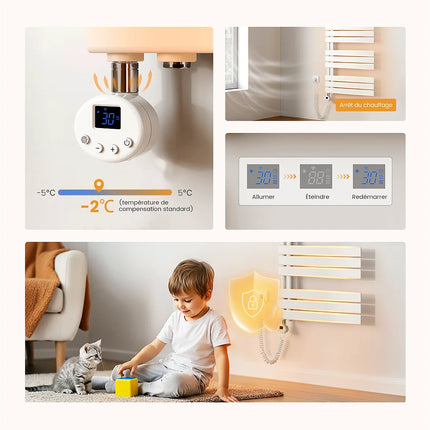 Radiateur sèche-serviettes électrique connecté blanc mat - 132 cm - EMKE DS CONCEPT