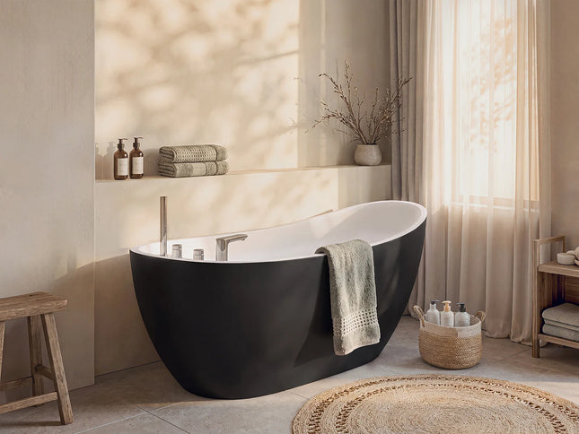 Baignoire à poser ovale finition brillante - Blanc - 170 cm - NATALIA