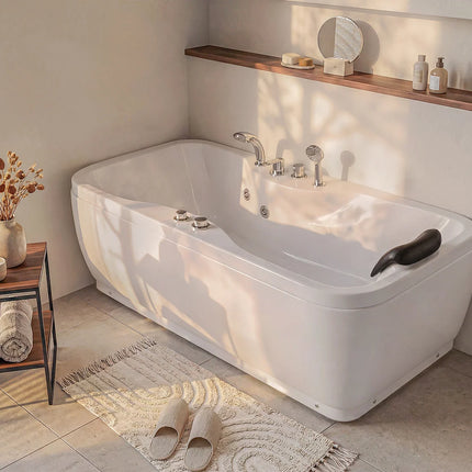 Baignoire balnéo moderne avec hydrojets - Noir - 150 cm - GAVINO