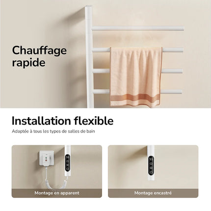 Sèche-serviettes électrique bras pivotants 180° - Blanc - 45 cm - EMKE DS CONCEPT