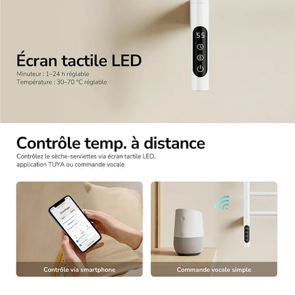 Sèche-serviettes électrique bras pivotants 180° - Blanc - 45 cm - EMKE DS CONCEPT