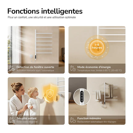 Sèche-serviettes électrique bras pivotants 180° - Blanc - 45 cm - EMKE DS CONCEPT