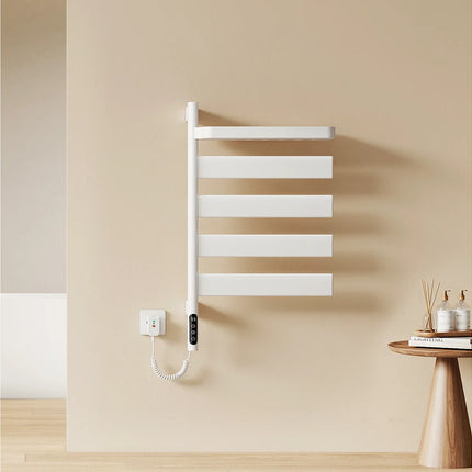 Sèche-serviettes électrique design pivotant avec étagère - Blanc - 45 cm