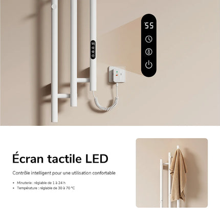 Sèche-serviettes électrique design vertical blanc 21,6 cm EMKE