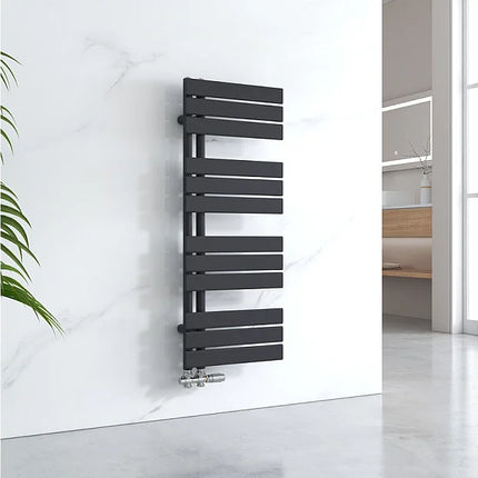 Sèche-serviettes à eau chaude panneau plat - Noir - 40 cm - EMKE