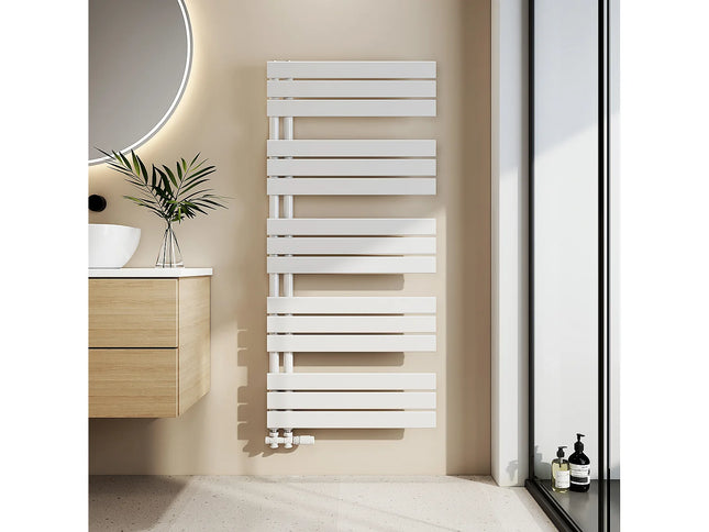 Sèche-serviettes à eau chaude panneau plat - blanc - 60 cm - EMKE