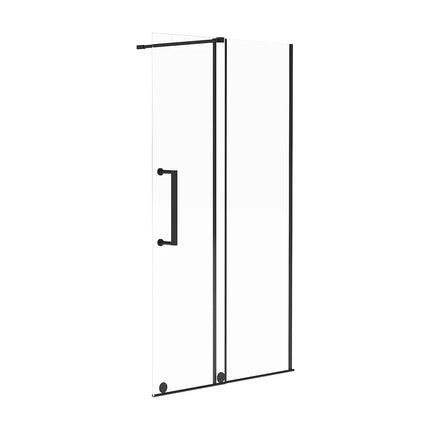Paroi de douche à l'italienne style industriel finition noire mate - 120 cm - YOREM