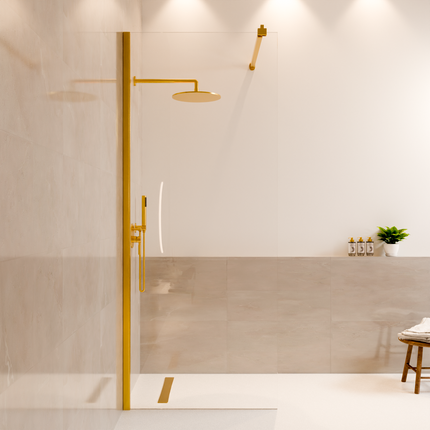 Paroi de douche avec traitement Nano - Or brillant - 80 cm - Lima