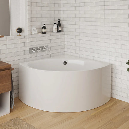 Baignoire d'angle quart de cercle avec pose au sol - Blanche - 120 cm - COBITIS