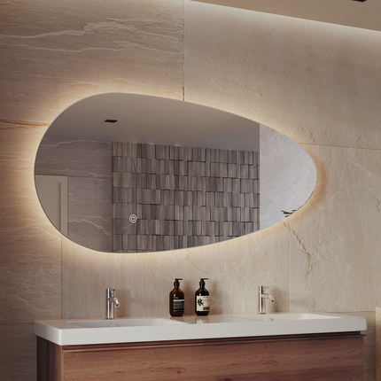 Miroir salle de bains design organique avec éclairage LED - 140 cm - Adana