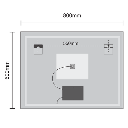 Miroir de salle de bains avec éclairage LED et fonction anti-buée - 80 cm - DS CONCEPT