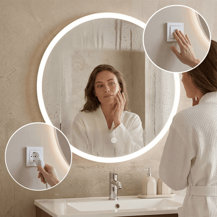 Miroir de salle de bain LED avec fonction anti-buée - 80 cm - BOSTON