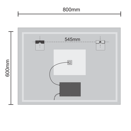 Miroir LED avec fonction anti-buée - 80 cm - Bryce