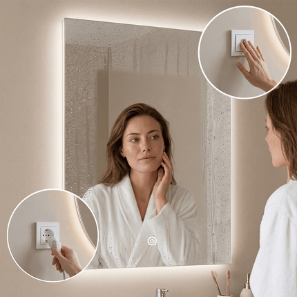 Miroir de salle de bains LED anti-buée - 80 x 60 cm - Cannes