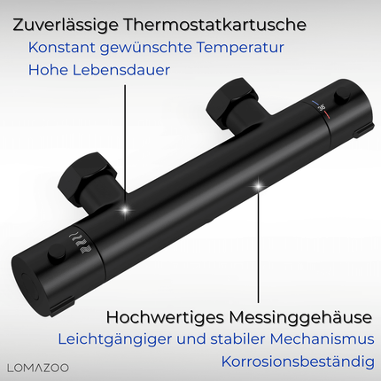 Mitigeur thermostatique de douche finition noire mate - 12 cm - DS CONCEPT