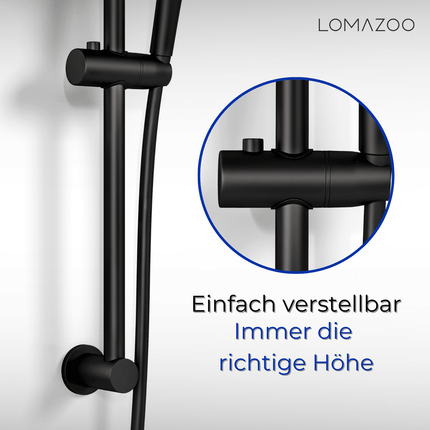 Set de douche thermostatique avec mitigeur en laiton - noir - Lando