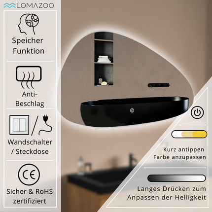 Miroir LED anti-buée réglable - 60 cm - Malaga