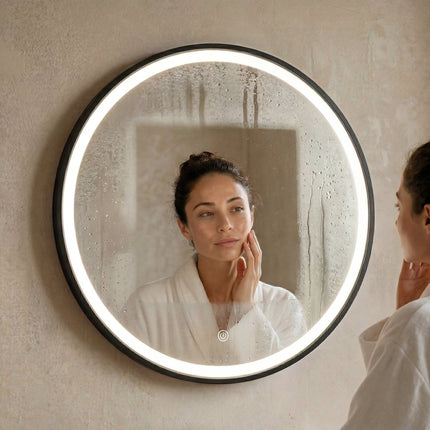 Miroir de salle de bain LED avec fonction anti-buée - Noir - 100 cm - DETROIT