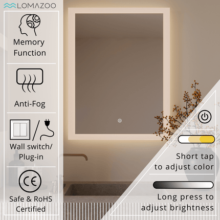 Miroir avec éclairage LED et système anti-buée - 60 cm - Orlando