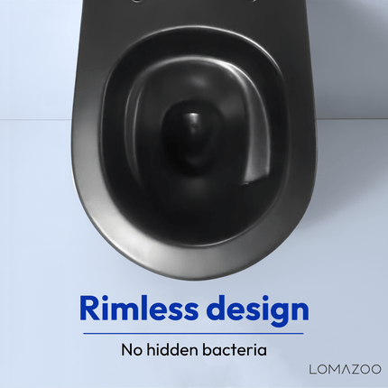 Toilette suspendue design rond avec réservoir encastré - noir - Linea