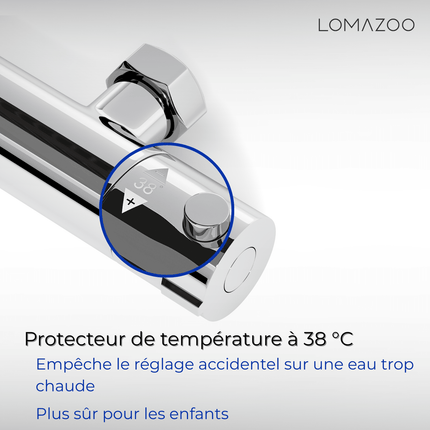 Mitigeur thermostatique de douche finition chrome - 15 cm