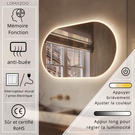 Miroir de salle de bains design avec éclairage LED - 100 cm - Genua