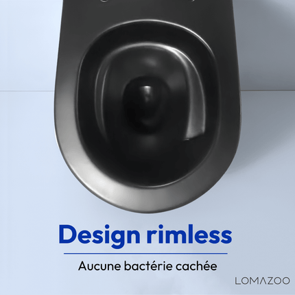 Toilette suspendue design rond avec réservoir encastré - noir - Linea