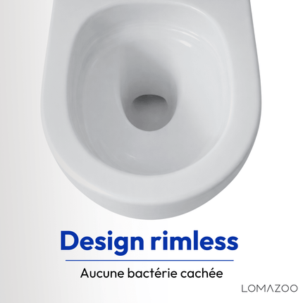 WC suspendu sans bride avec réservoir encastré - blanc - plaque carrée noire - Linea