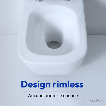 WC suspendu design carré avec réservoir encastré - blanc - Linea