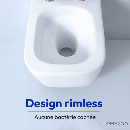 Toilette suspendue sans bride - design carré - blanc - LINEA