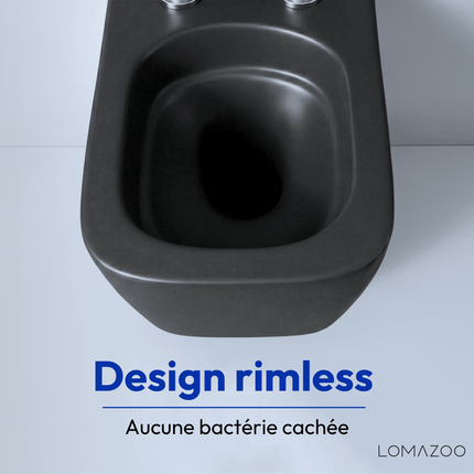 Toilette suspendue carré avec réservoir encastré - Noir - Linea