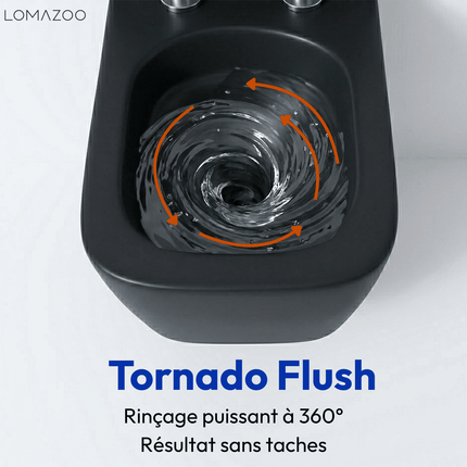 Toilette suspendue design sans bride avec réservoir encastré - Noir - Linea