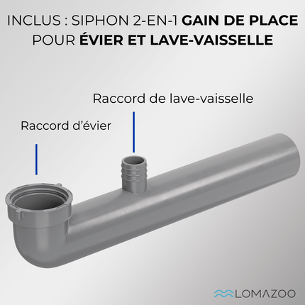 Évier en granit robuste avec siphon 50 cm - Xavi