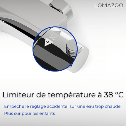 Mitigeur thermostatique baignoire avec douchette - chromé - 15 cm - Selvo