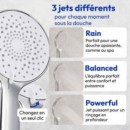 Douche encastrée chrome avec tête pluie - 30 cm - Cassia