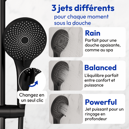 Douche encastrée finition noir mat - 30 cm - Vayne