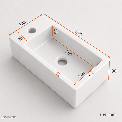Fontaine de toilettes compacte avec perçage robinet gauche - blanche - 37 cm - Fonza