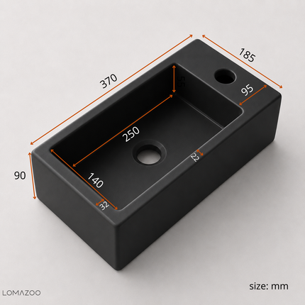 Fontaine de toilette compacte finition noire mate - 37 cm - Fonza