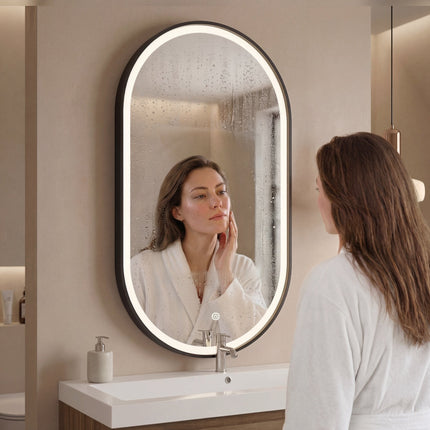 Miroir de salle de bains éclairé LED avec fonction anti-buée - 40 x 70 cm - Frankfurt