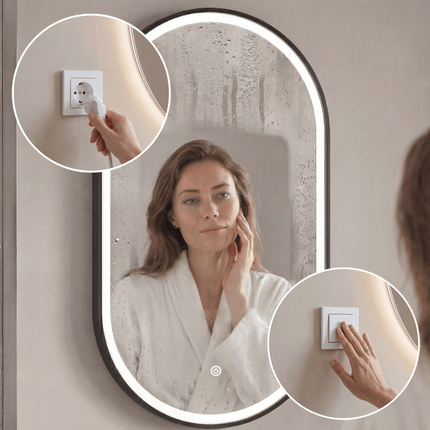 Miroir de salle de bains éclairé LED avec fonction anti-buée - 40 x 70 cm - Frankfurt