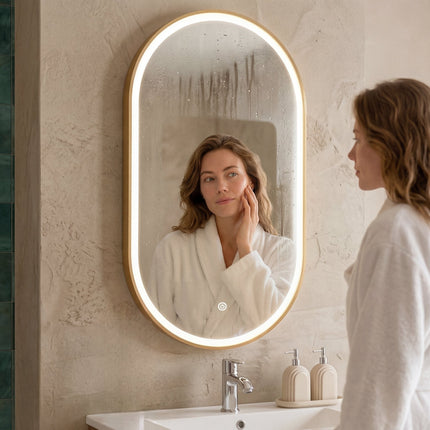 Miroir de salle de bain LED avec éclairage réglable et anti-buée - 50 x 90 cm - Hamburg