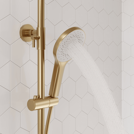 Douche pluie avec mitigeur thermostatique - doré brossé - Aurelia