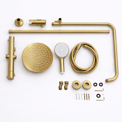 Douche pluie avec mitigeur thermostatique - doré brossé - Aurelia